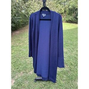 JM COLLECTION Womens Long Open Cardigan Blue  Sz XL